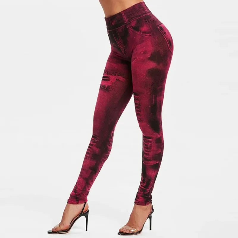Vrouwen imitatie jeans stretch leggings