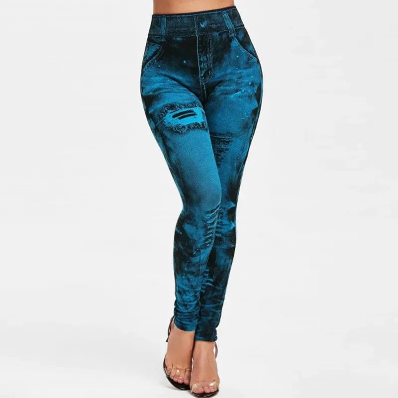Vrouwen imitatie jeans stretch leggings