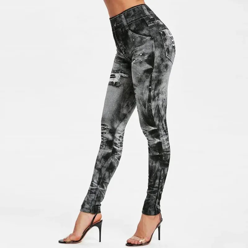 Vrouwen imitatie jeans stretch leggings