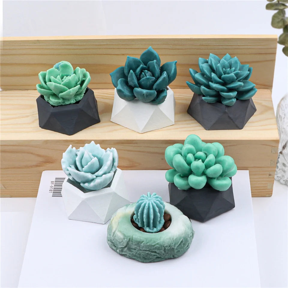 17 Styles Succulent Plants Silicone Candle
