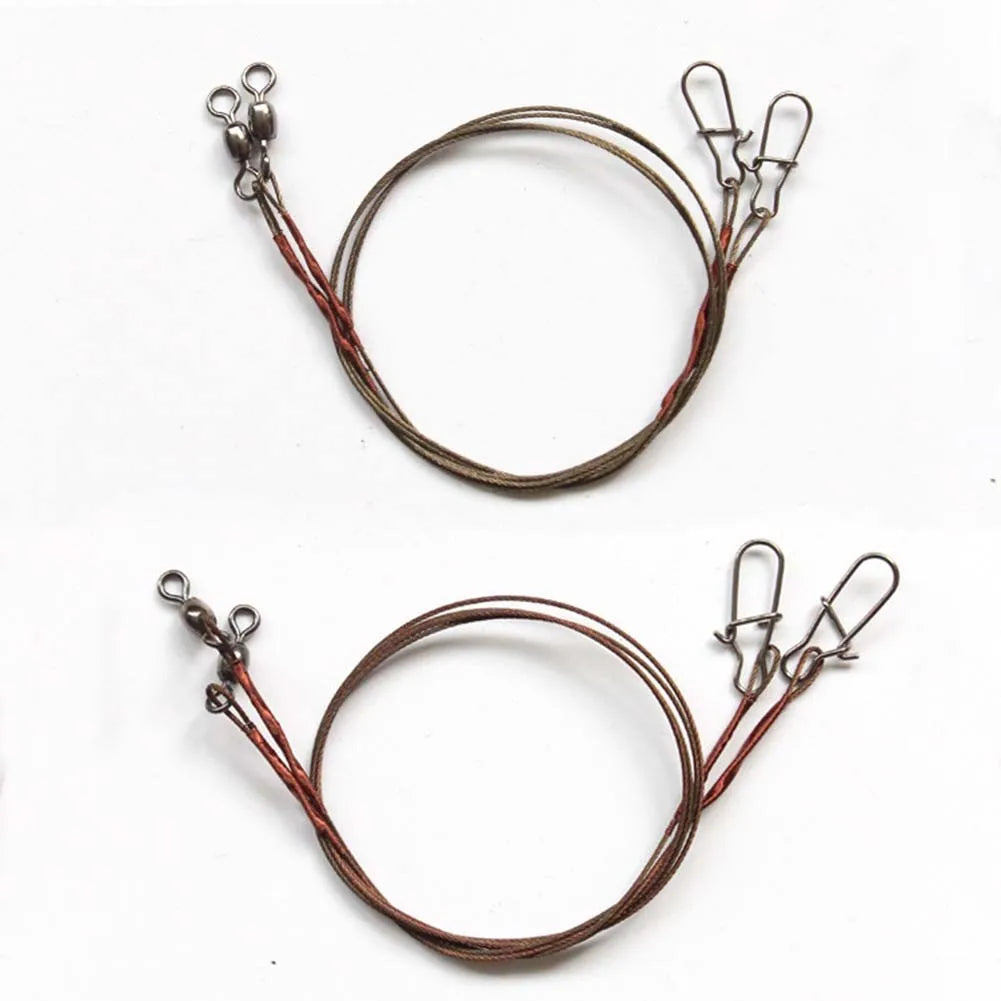 2pcs Fishing Line Steel Wire Leader With Snap Swivels
