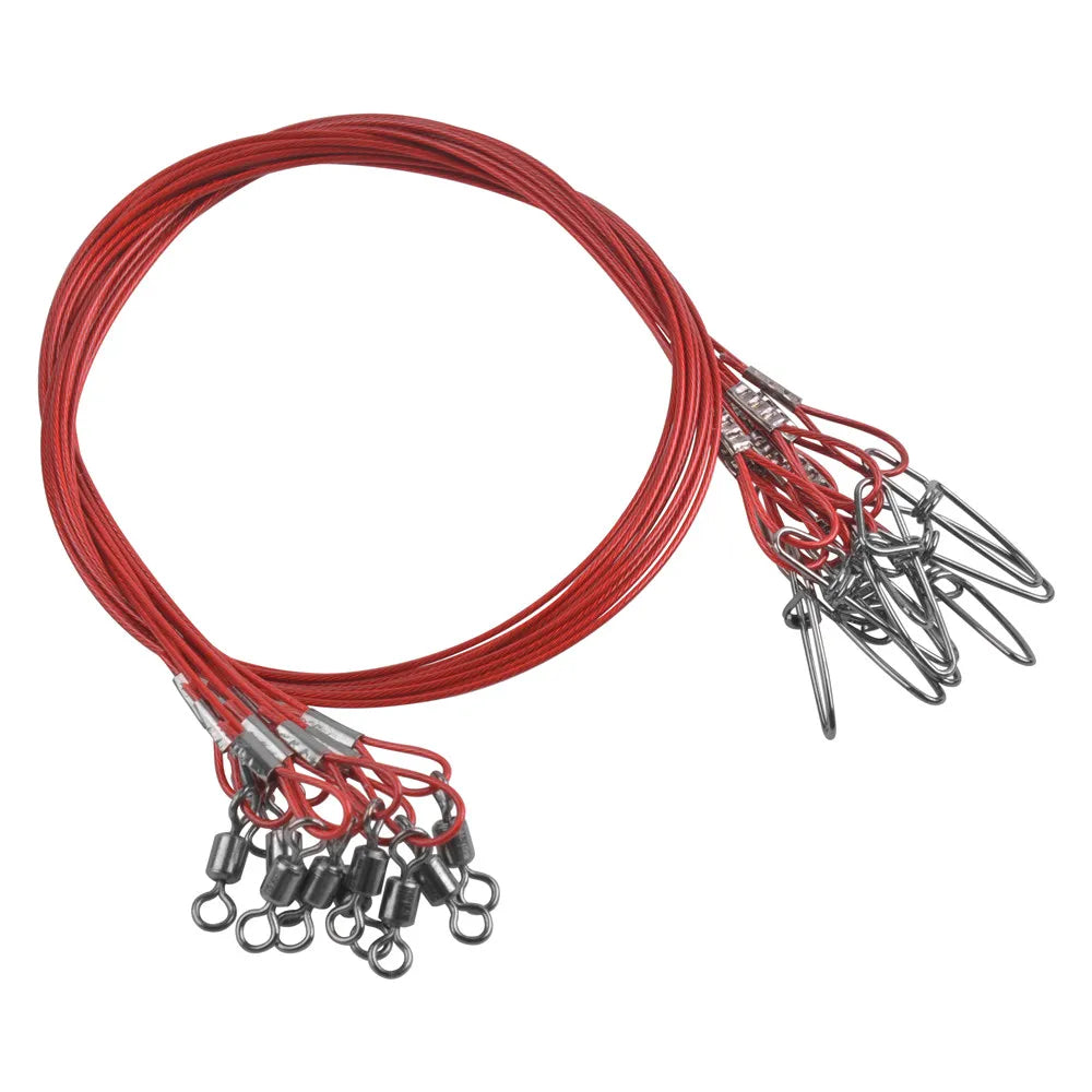 10Pcs 50cm Steel Wire Leader Fishing Line Leash 150Lbs/68kg
