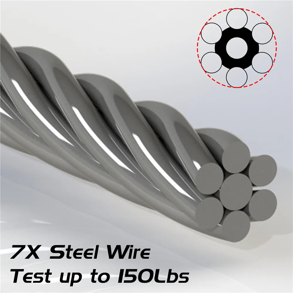 10Pcs 50cm Steel Wire Leader Fishing Line Leash 150Lbs/68kg