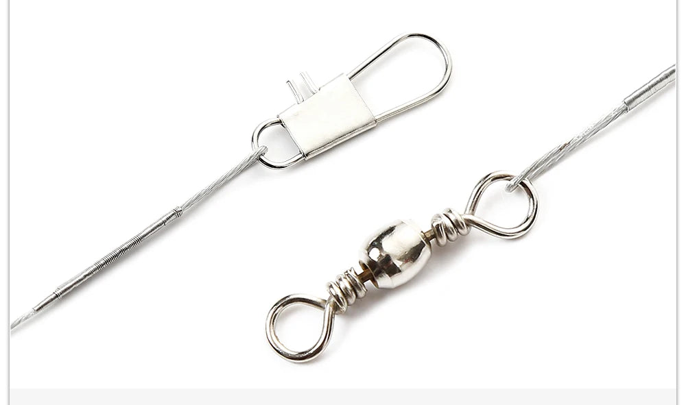 NGB 10pcs Stainless Steel Leash Fishing Wire Leader With Swivel