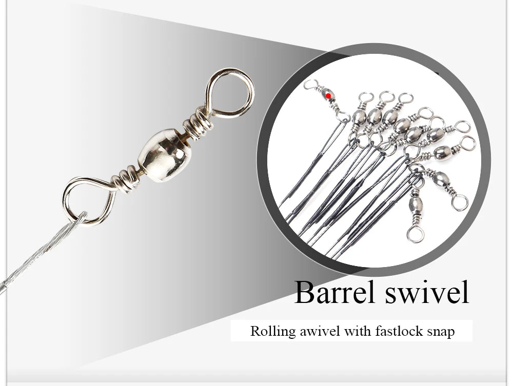 NGB 10pcs Stainless Steel Leash Fishing Wire Leader With Swivel