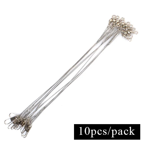 NGB 10pcs Stainless Steel Leash Fishing Wire Leader With Swivel