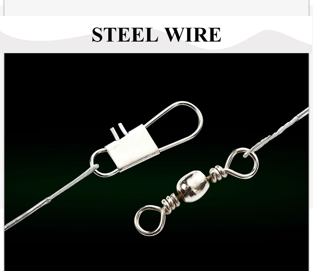 NGB 10pcs Stainless Steel Leash Fishing Wire Leader With Swivel