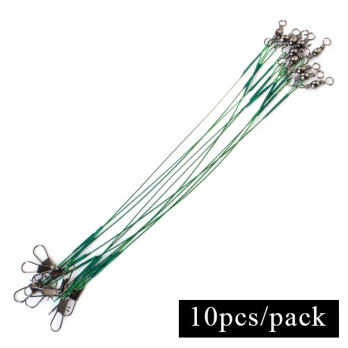 NGB 10pcs Stainless Steel Leash Fishing Wire Leader With Swivel