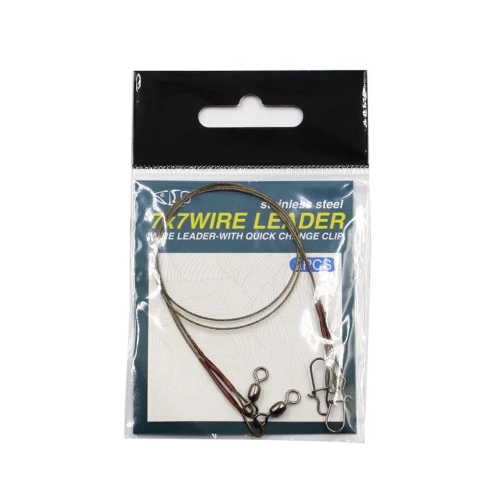 2pcs Fishing Line Steel Wire Leader With Snap Swivels