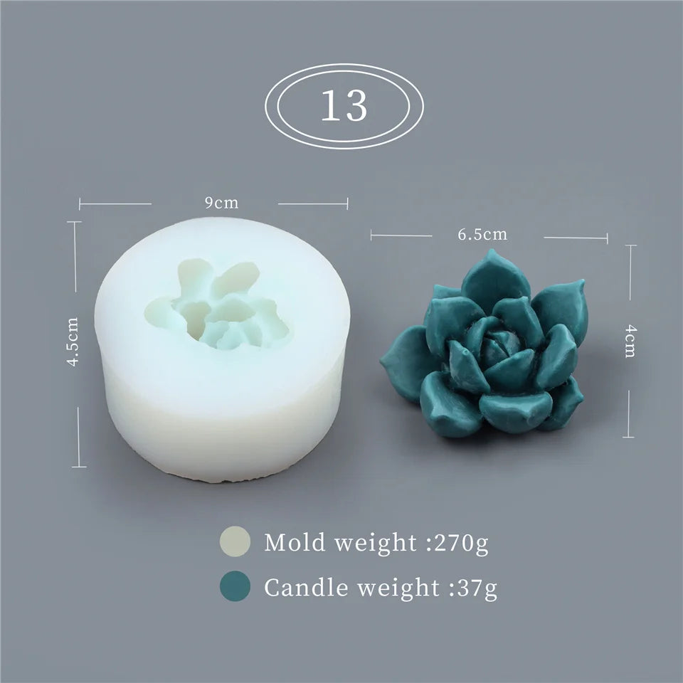 17 Styles Succulent Plants Silicone Candle