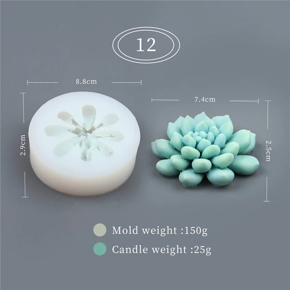 17 Styles Succulent Plants Silicone Candle