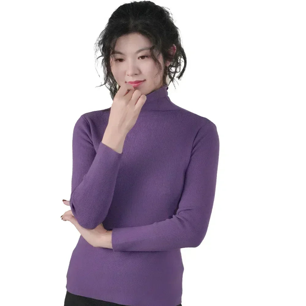 Women Sweater Winter Warm High Collar Knitwear Long Sleeve Slim Jumpers Woman Thermal Tops Clothes Pullover Turtleneck Sweaters