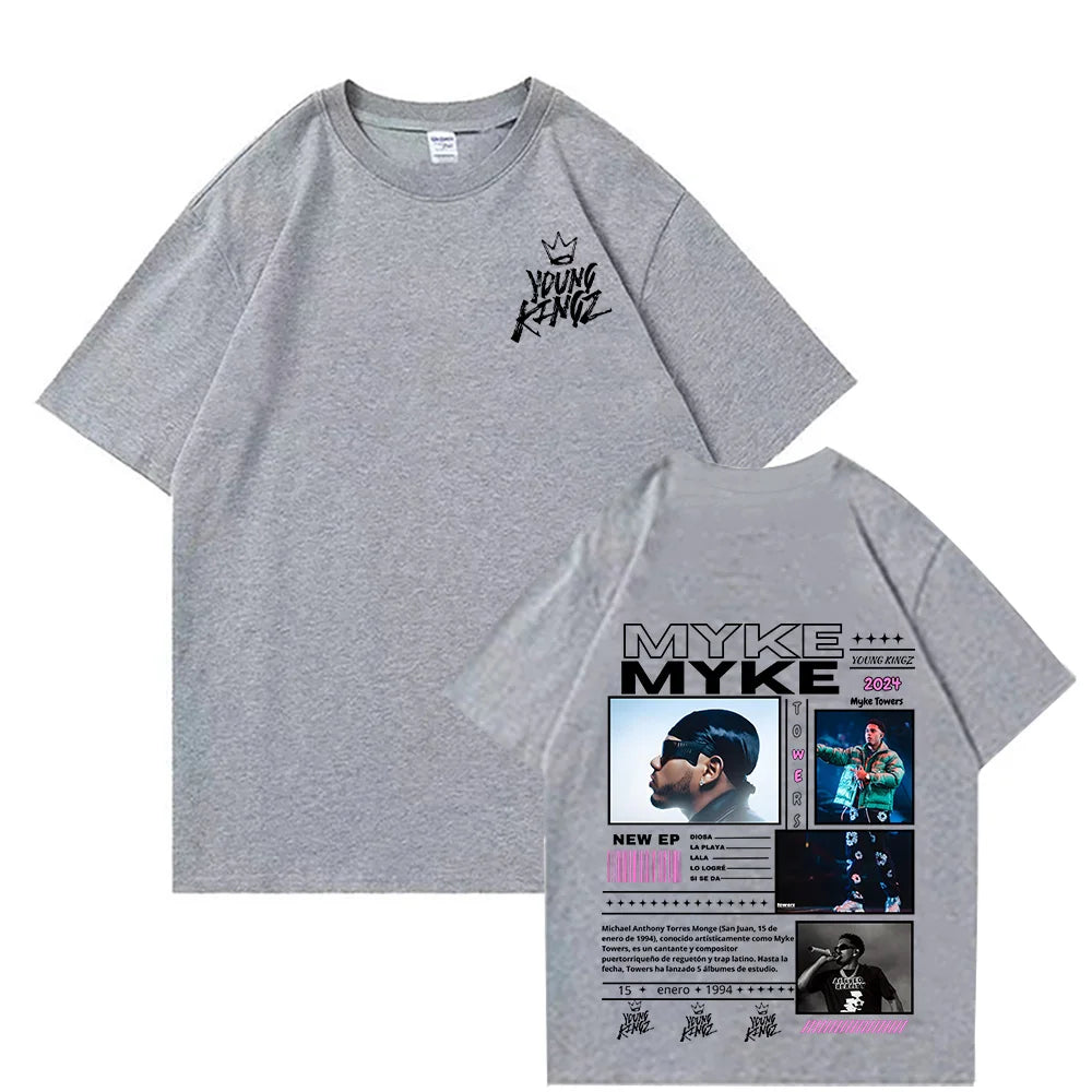 Rapper Myke Towers Graphic Print T-shirts Men Women