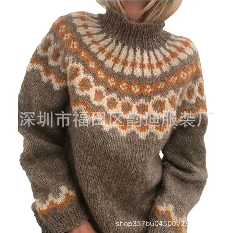 Sweater Women Turtleneck Pullover Long Sleeve Knitted Fashion Soft