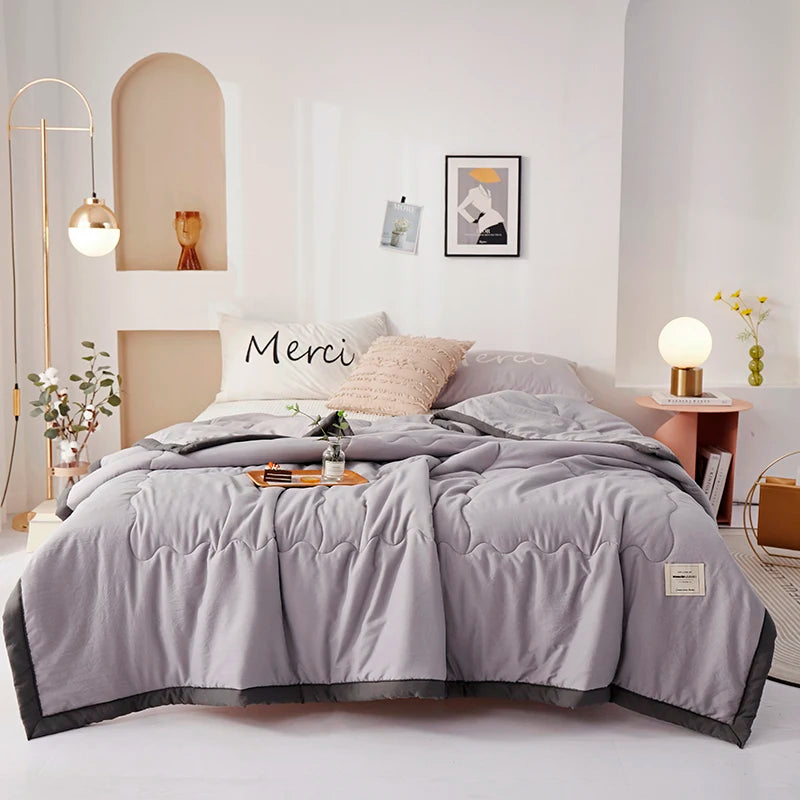 Washed Cotton Duvet Comforter, Soft Air Conditioning Quilt,