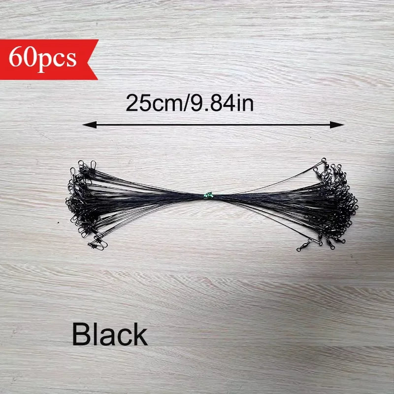 Ackibbik 60pcs Anti Bite Steel Fishing Line 15/25/30cm