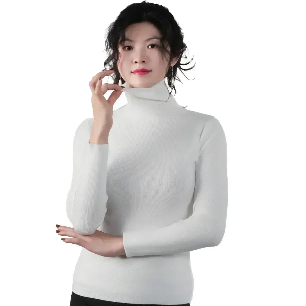 Women Sweater Winter Warm High Collar Knitwear Long Sleeve Slim Jumpers Woman Thermal Tops Clothes Pullover Turtleneck Sweaters