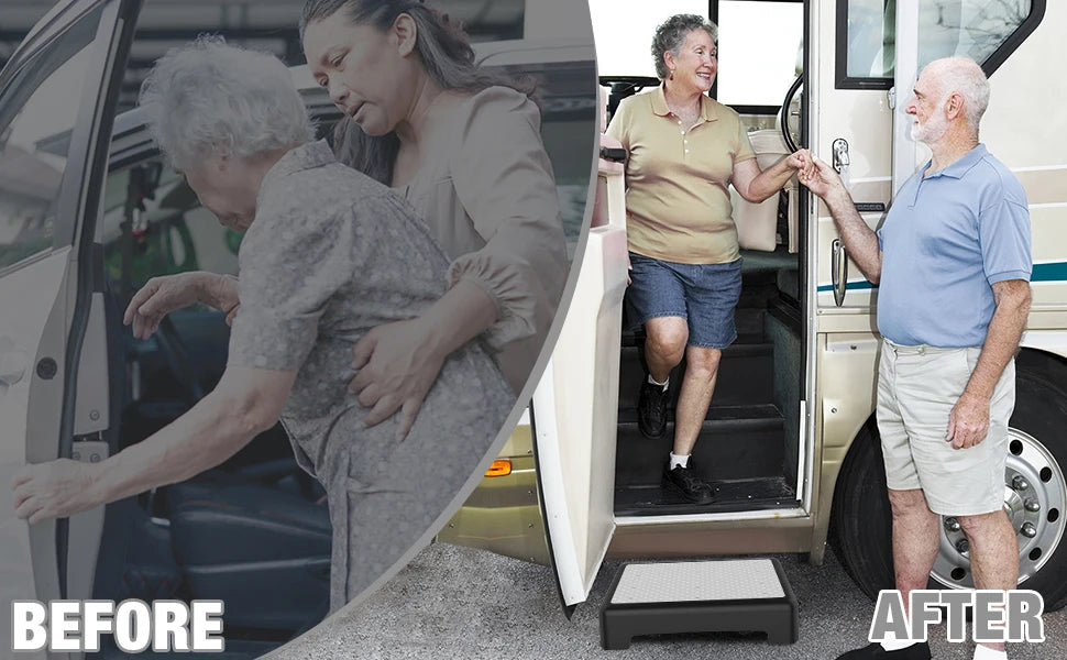 Mobility Step Stool, Non-Slip Step Platform Indoor and Outdoor, Portable Step Riser for Adults & Seniors, Safety Step for Car, B