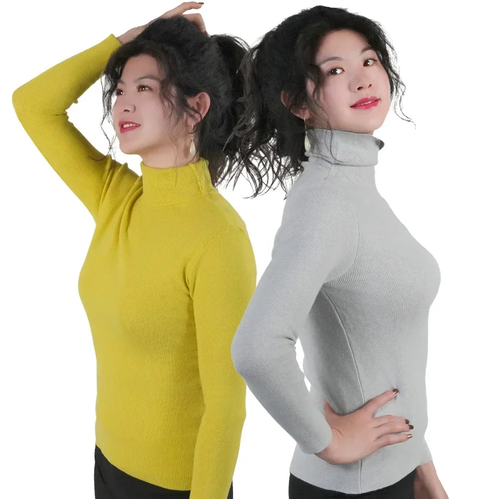 Women Sweater Winter Warm High Collar Knitwear Long Sleeve Slim Jumpers Woman Thermal Tops Clothes Pullover Turtleneck Sweaters