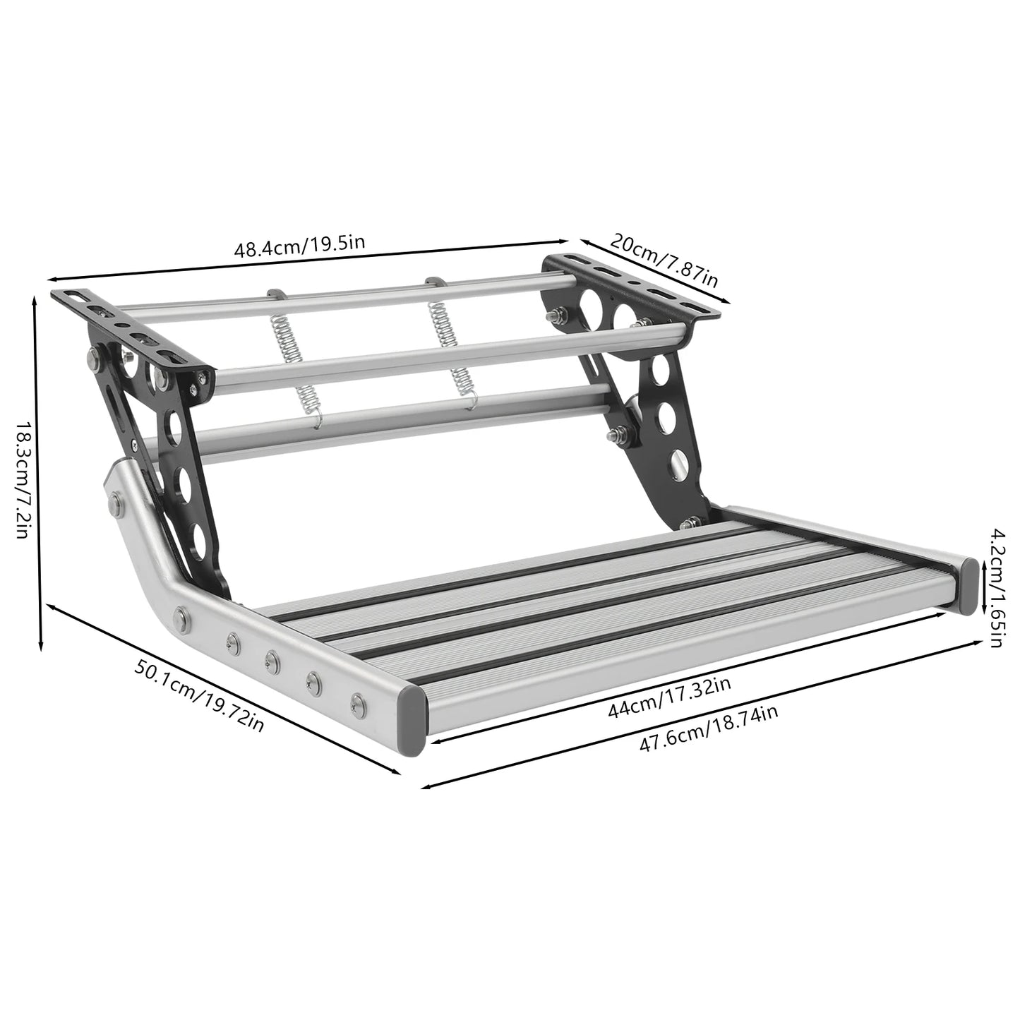 Bymaocar Manual Rv Step with 12v LED Light Aluminum Manual Folding Rv Step Rv Camper Step