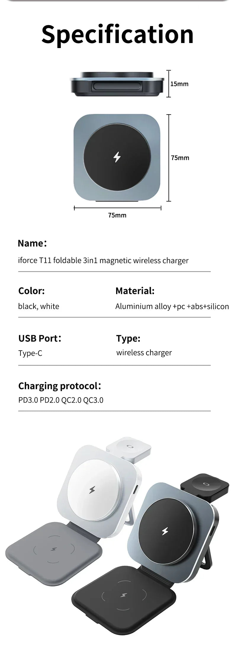 Metal 30W Magnetic Wireless Charger Pad For iPhone 15 14 13 12 Pro Max