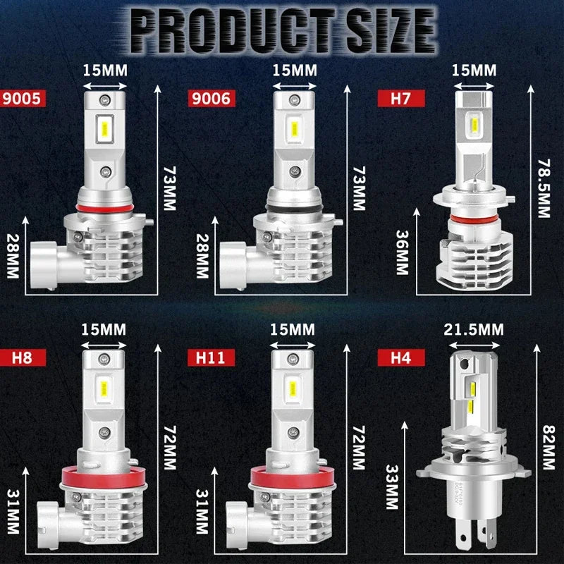 2pcs 30000LM LED H4 H7 9003 LED Canbus