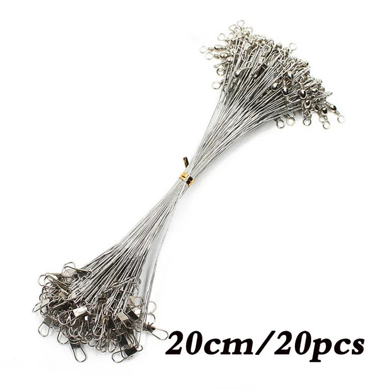 Anti Bite Steel Fishing Line Steel Wire Leader With Swivel Fishing