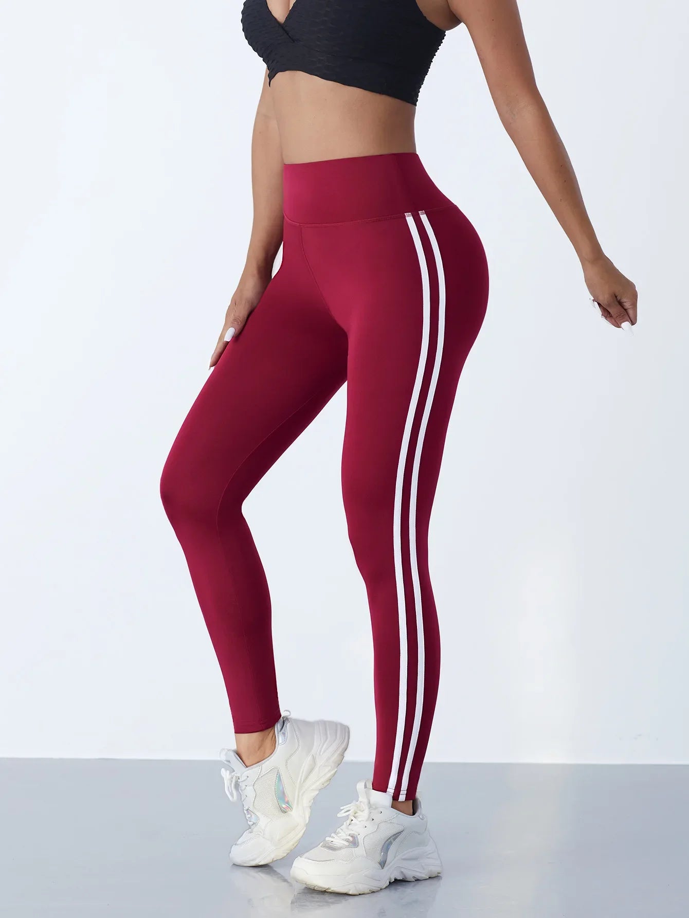 Yogaleggings voor dames, gestreepte, slanke sportbroeken,