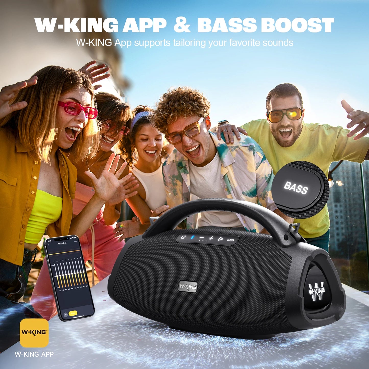 W-KING 200W RMS Portable Bluetooth Speakers,