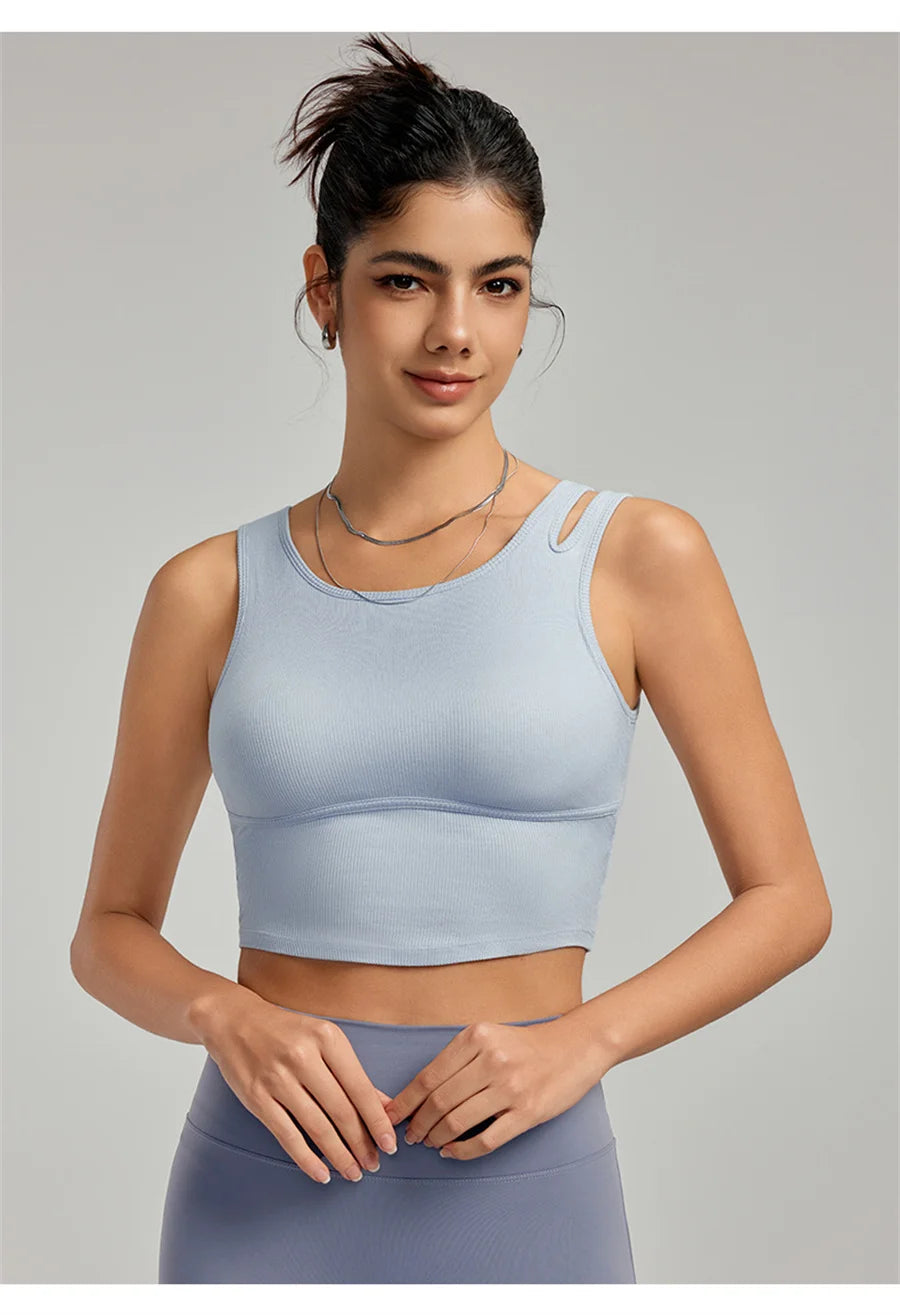 Ladies Sports Bra With Chest Pad Push Up Yoga Fitness Gym