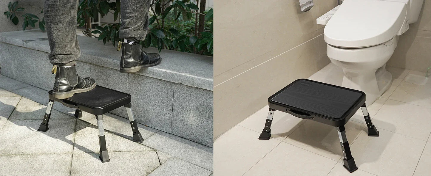3-speed adjustable folding step stool for adults and seniors, safer metal step stool, sturdy and stable step stool