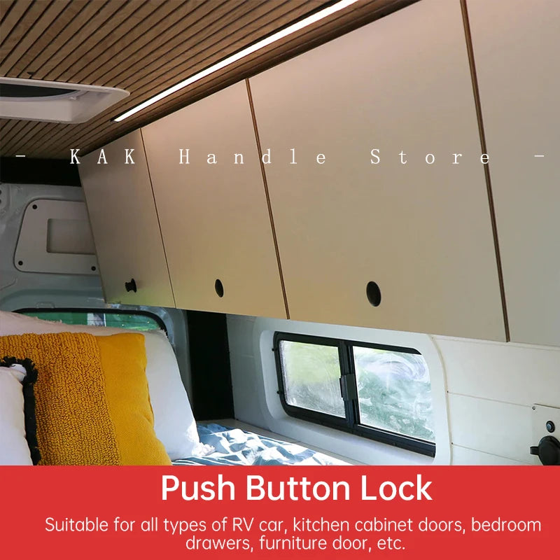 5 Pieces Camper Car Push Button Lock Black Kitchen Cabinet