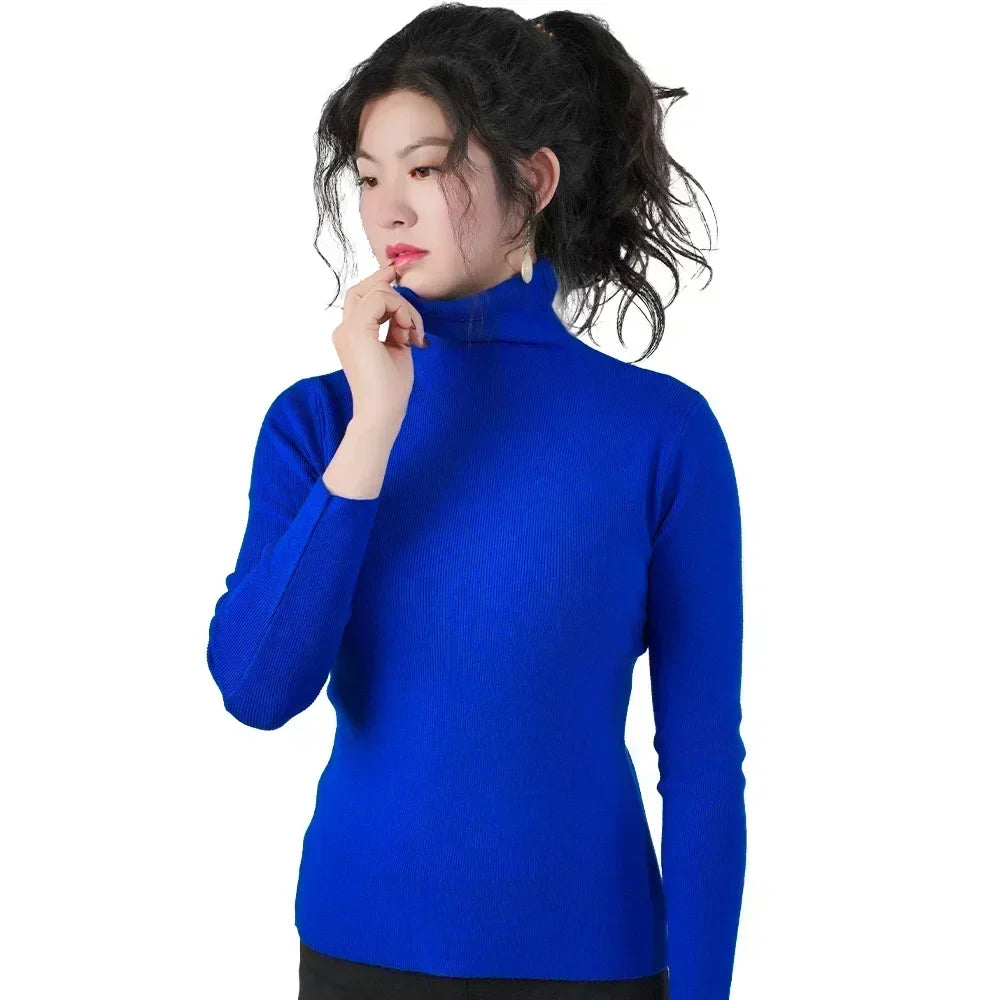 Women Sweater Winter Warm High Collar Knitwear Long Sleeve Slim Jumpers Woman Thermal Tops Clothes Pullover Turtleneck Sweaters