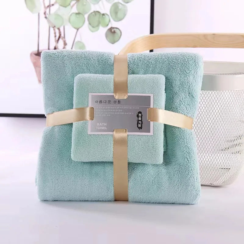 2PC Bath Towels Set Super Soft Highly Absorbent Quick-drying