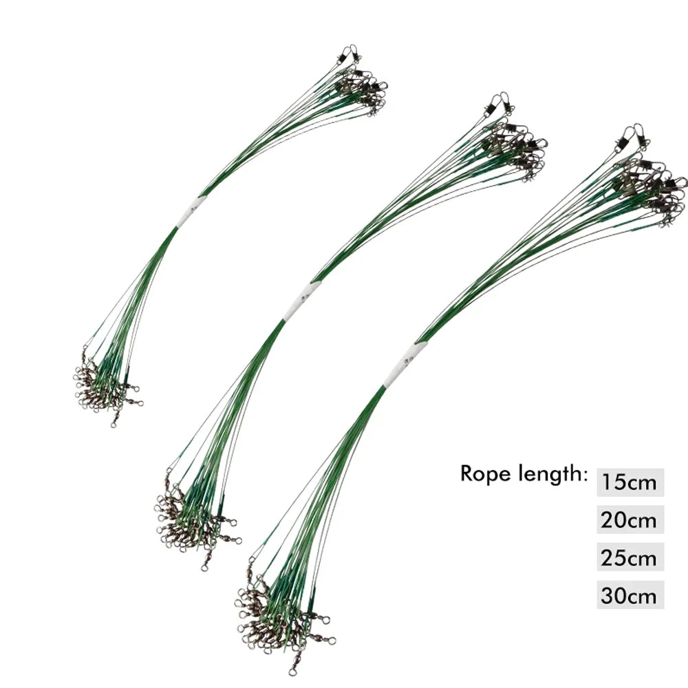 20pcs Steel Wire Leader With Swivel Anti-bite Fishing Line
