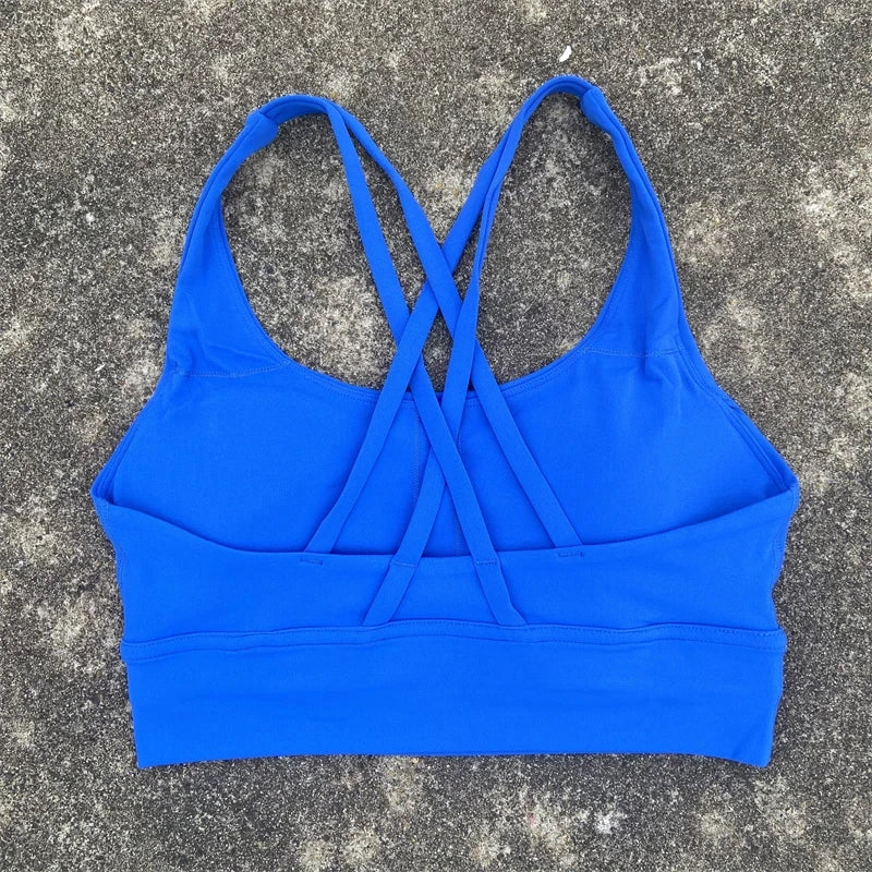 Solid Color Women Cross Back Fitness Underwear Soft Fitness