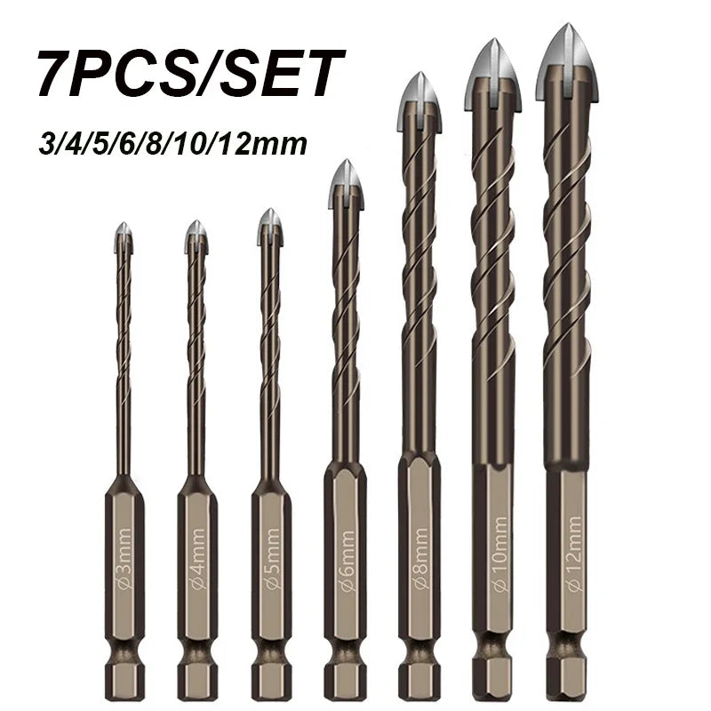 7PCS/SET 3-12mm Four-Flute Sawtooth Drill Bit
