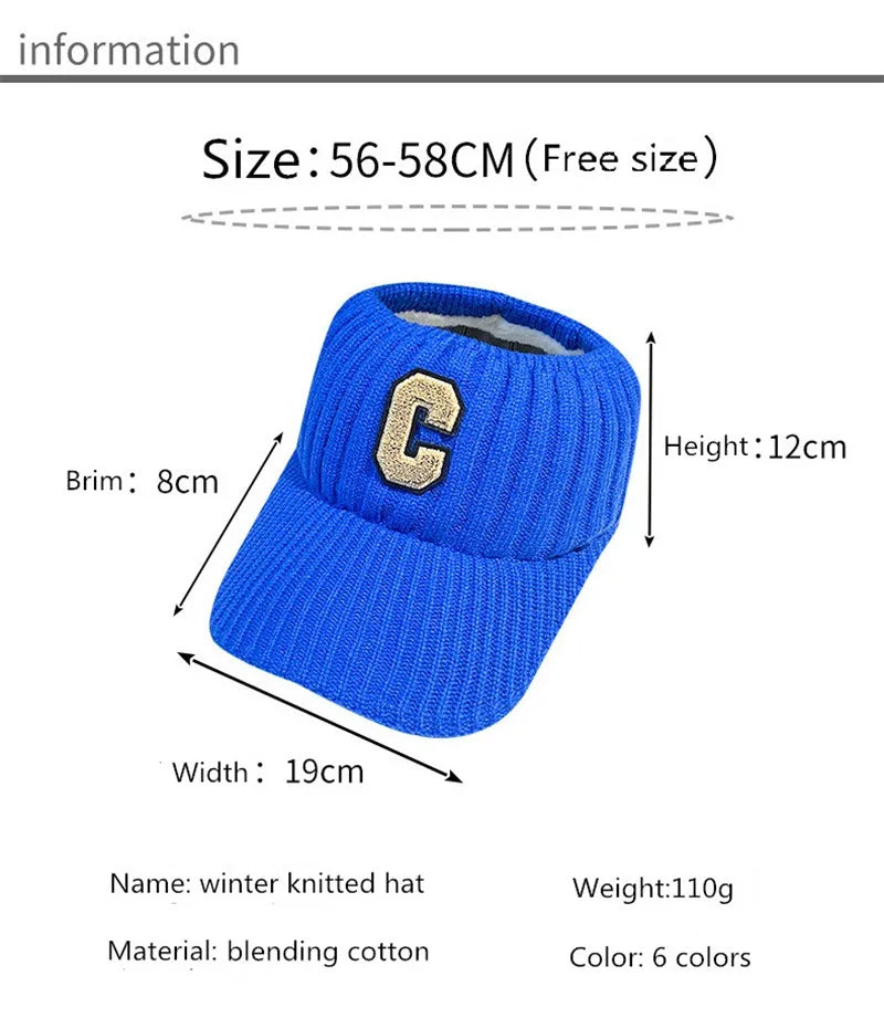 C letter sports hat Unisex winter men solid striped