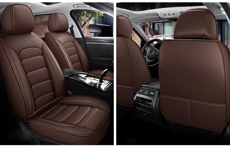 Car Seat Covers Full Set Breathable Leather Auto Front