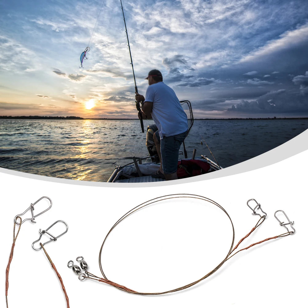 2pcs Fishing Line Stainless Steel Wire Leader With Snap