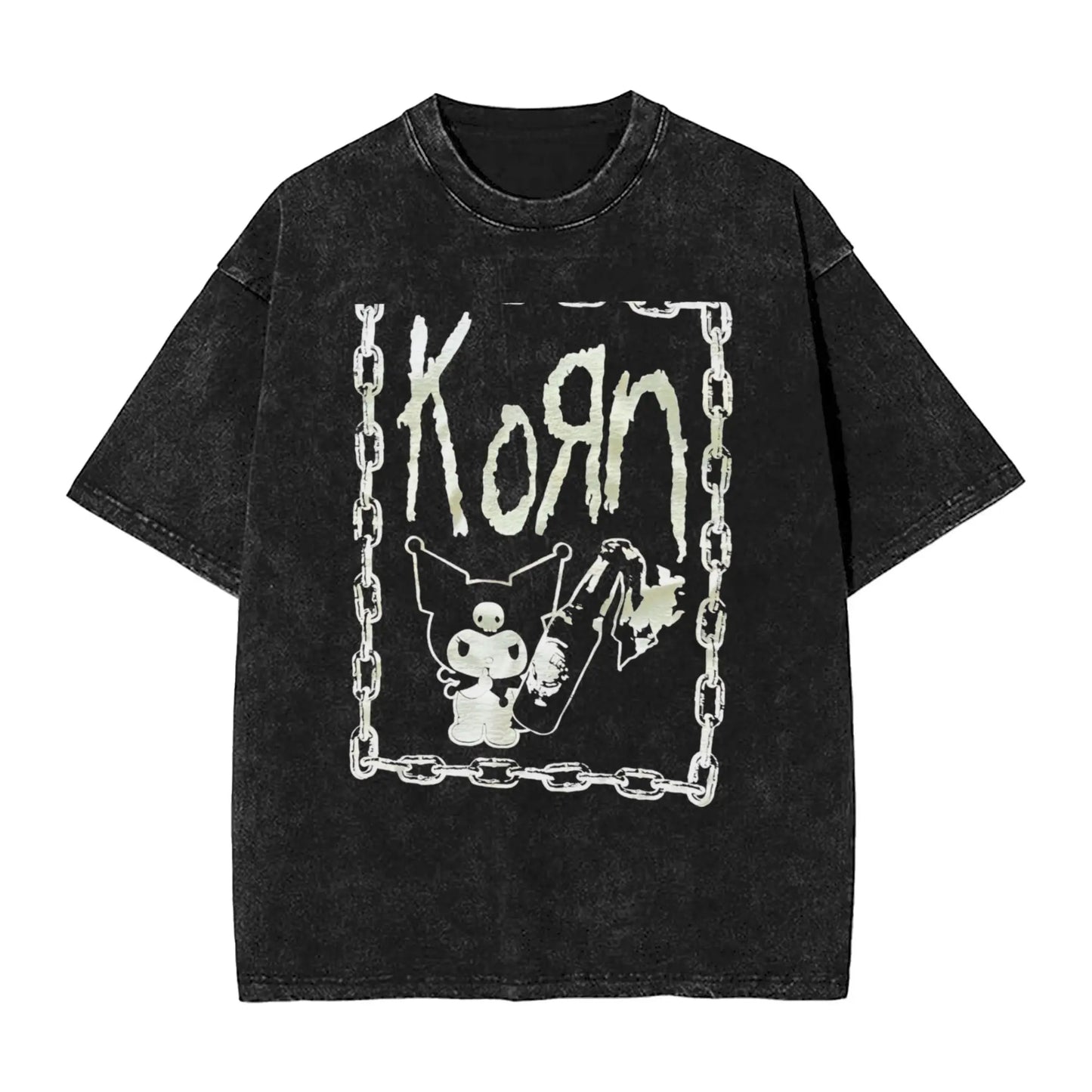Washed T Shirts KORN KUROMI Y2K MOLOTOV Hip Hop T-Shirt