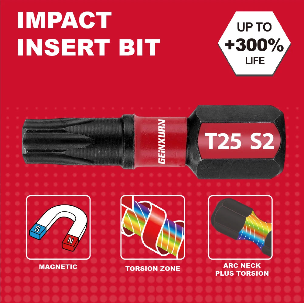 GEINXURN Impact Tough #25 Torx 1 in. Insert Driver Bits