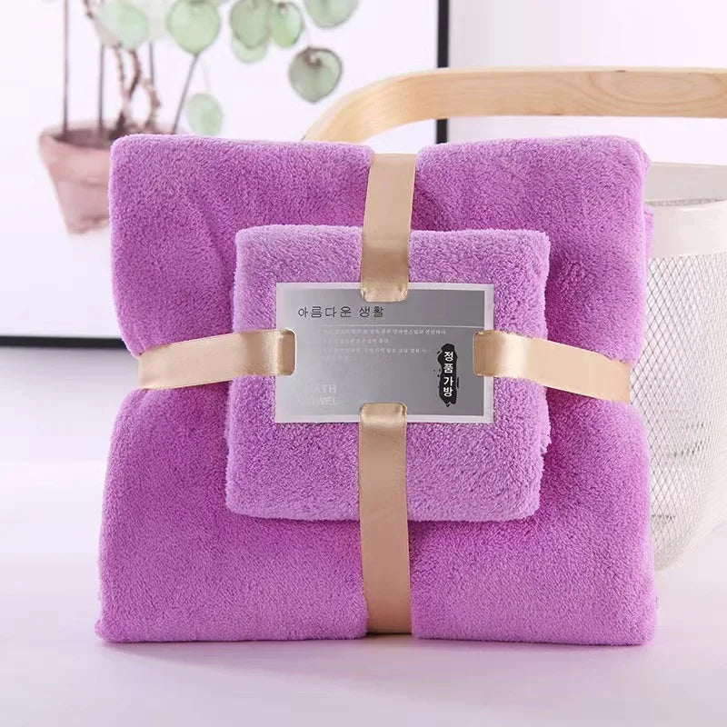2PC Bath Towels Set Super Soft Highly Absorbent Quick-drying