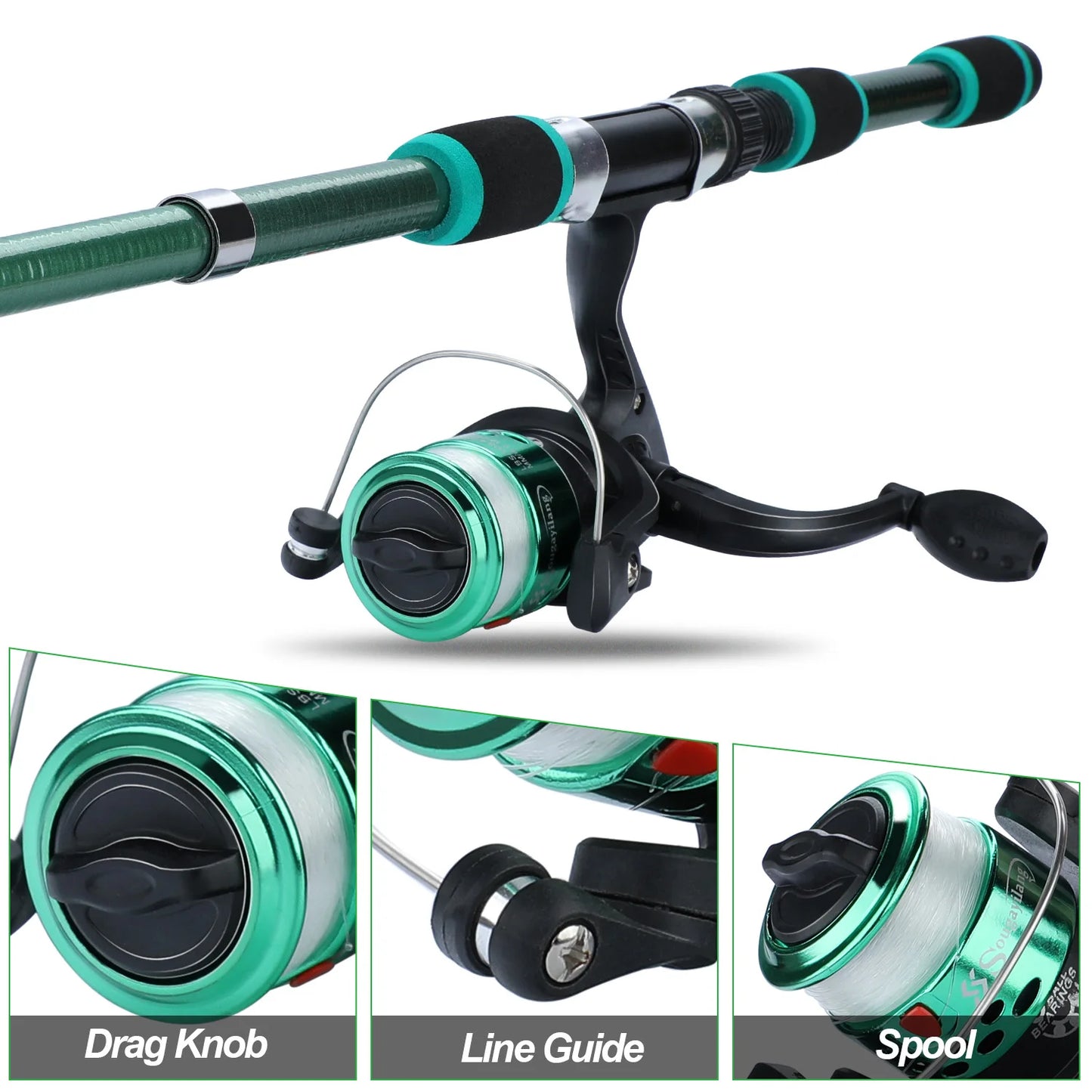 Sougayilang Spinning Fishing Rod and Reel Combo1.8M