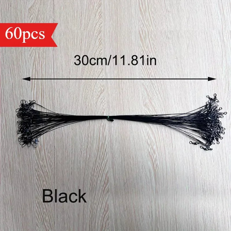 Ackibbik 60pcs Anti Bite Steel Fishing Line 15/25/30cm