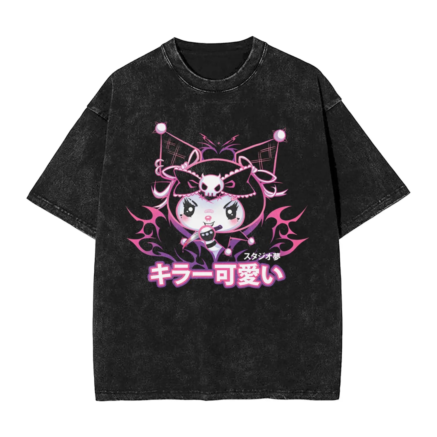 Washed T Shirts KORN KUROMI Y2K MOLOTOV Hip Hop T-Shirt