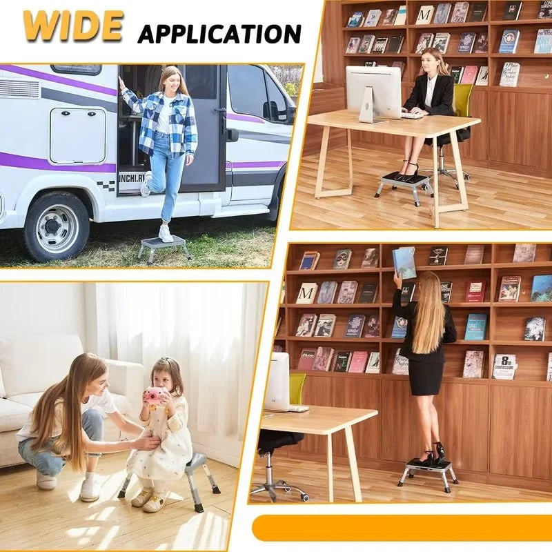 3-speed adjustable folding step stool for adults and seniors, safer metal step stool, sturdy and stable step stool