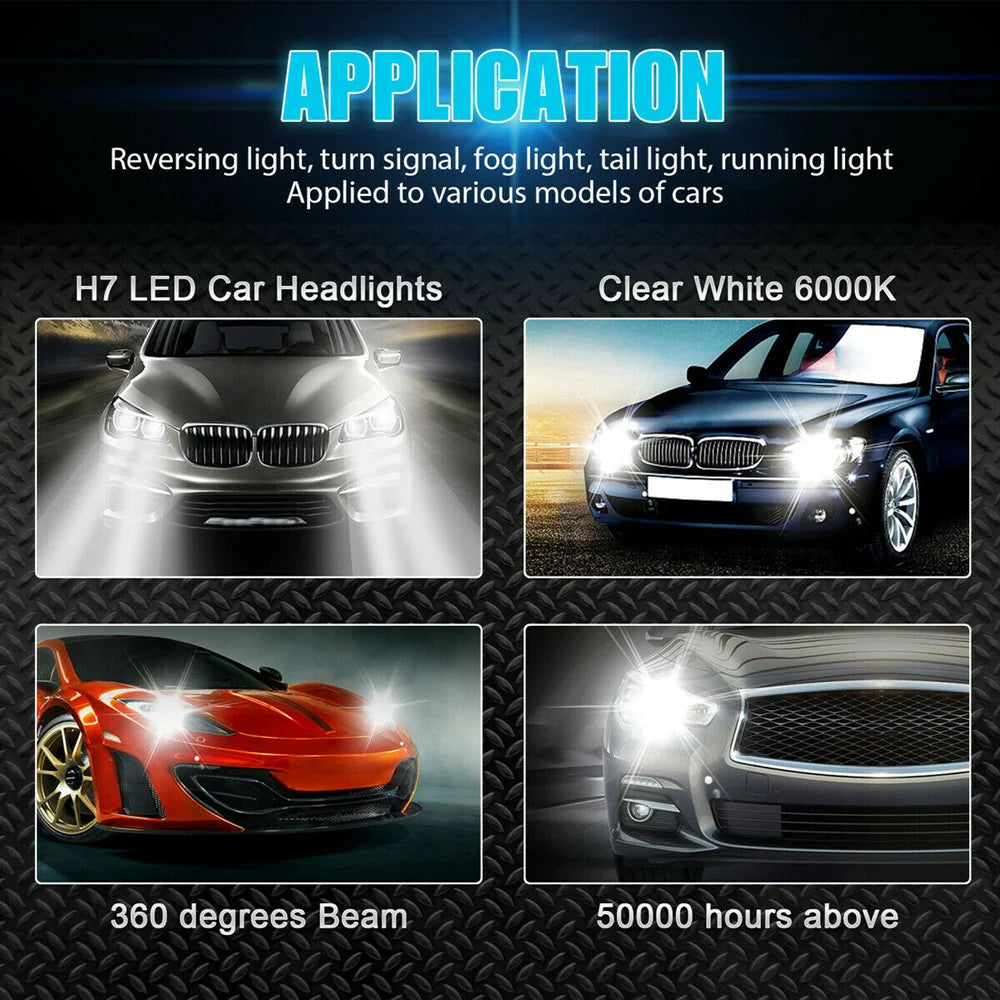 2x H7 LED Headlight Bulb Kit High/Low Beam