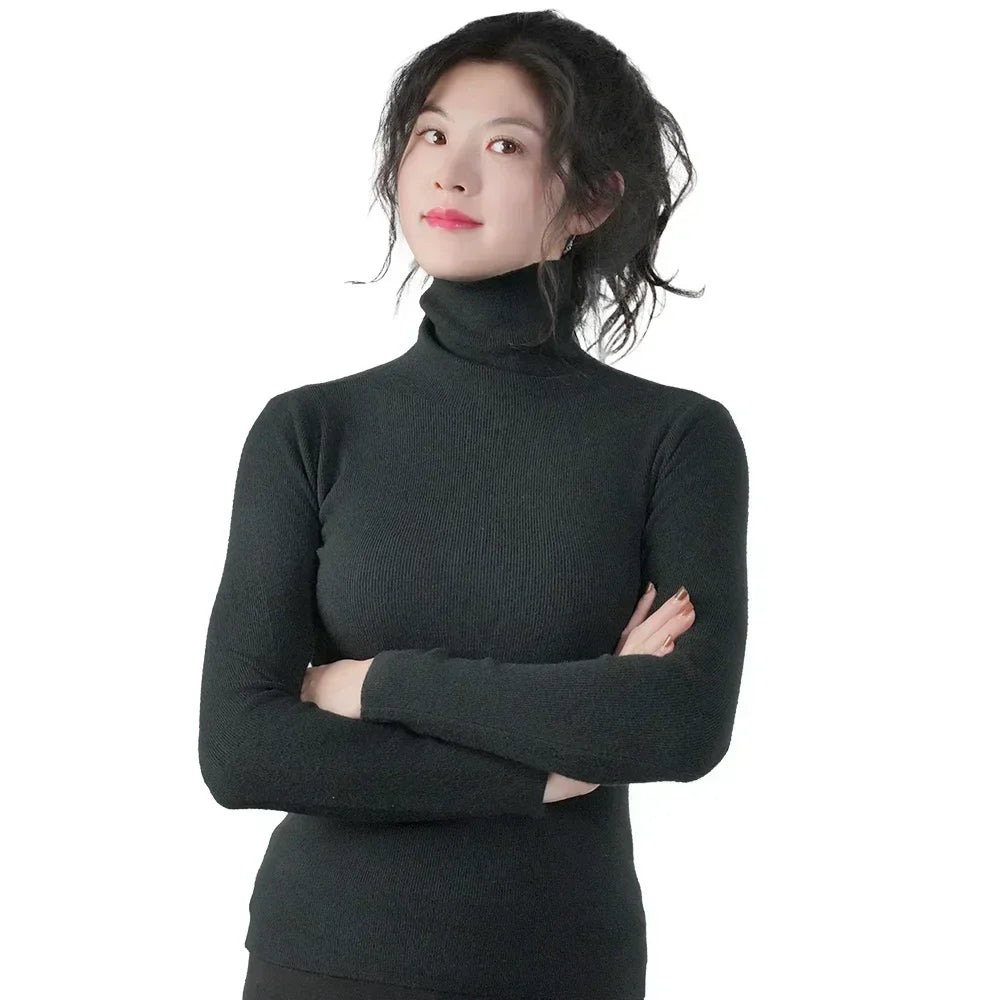 Women Sweater Winter Warm High Collar Knitwear Long Sleeve Slim Jumpers Woman Thermal Tops Clothes Pullover Turtleneck Sweaters
