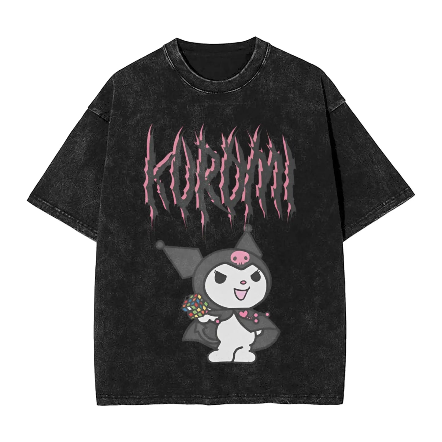Washed T Shirts KORN KUROMI Y2K MOLOTOV Hip Hop T-Shirt